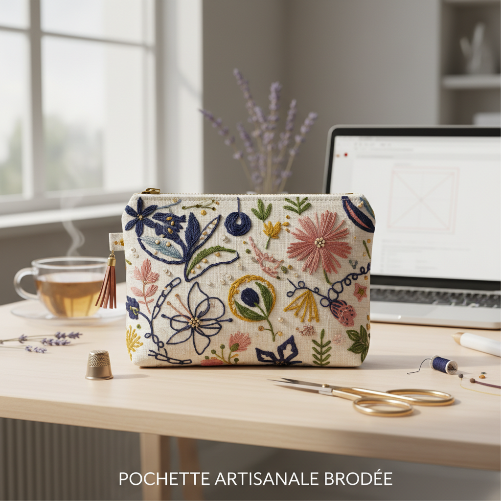 pochette artisanale brodée